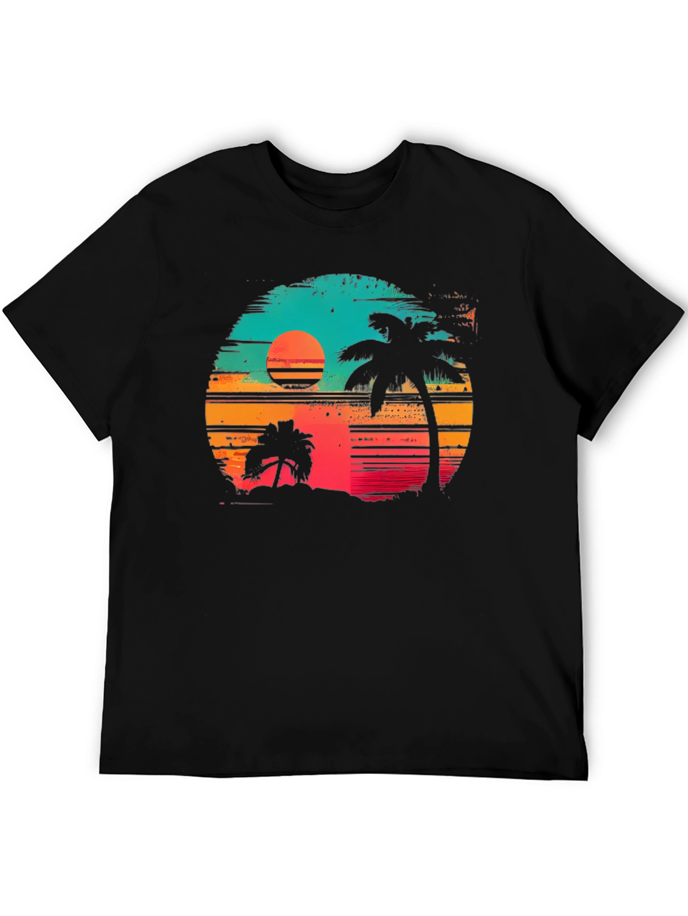 Retro Sunset Palm Tree Graphic T-Shirt
