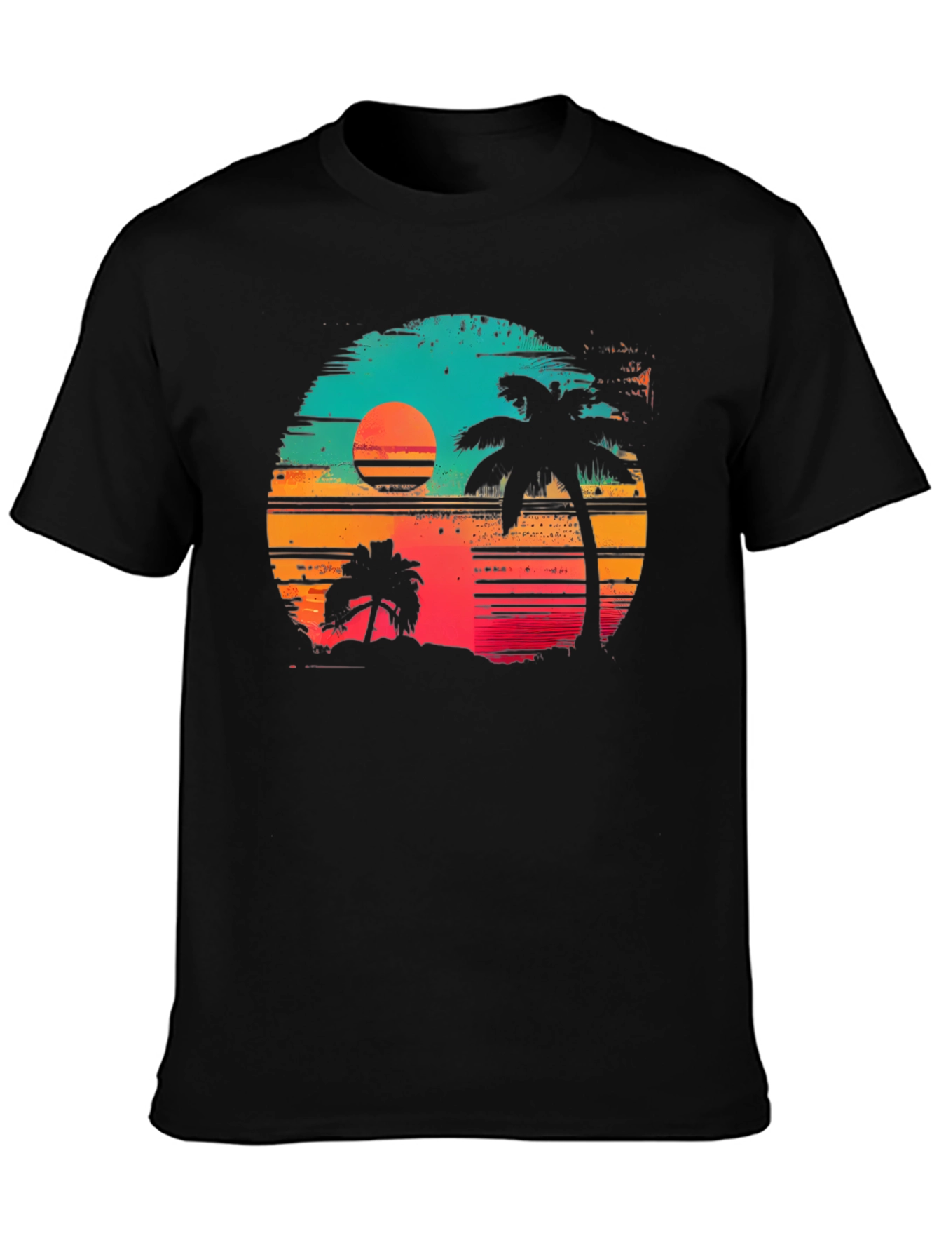 Retro Sunset Palm Tree Graphic T-Shirt