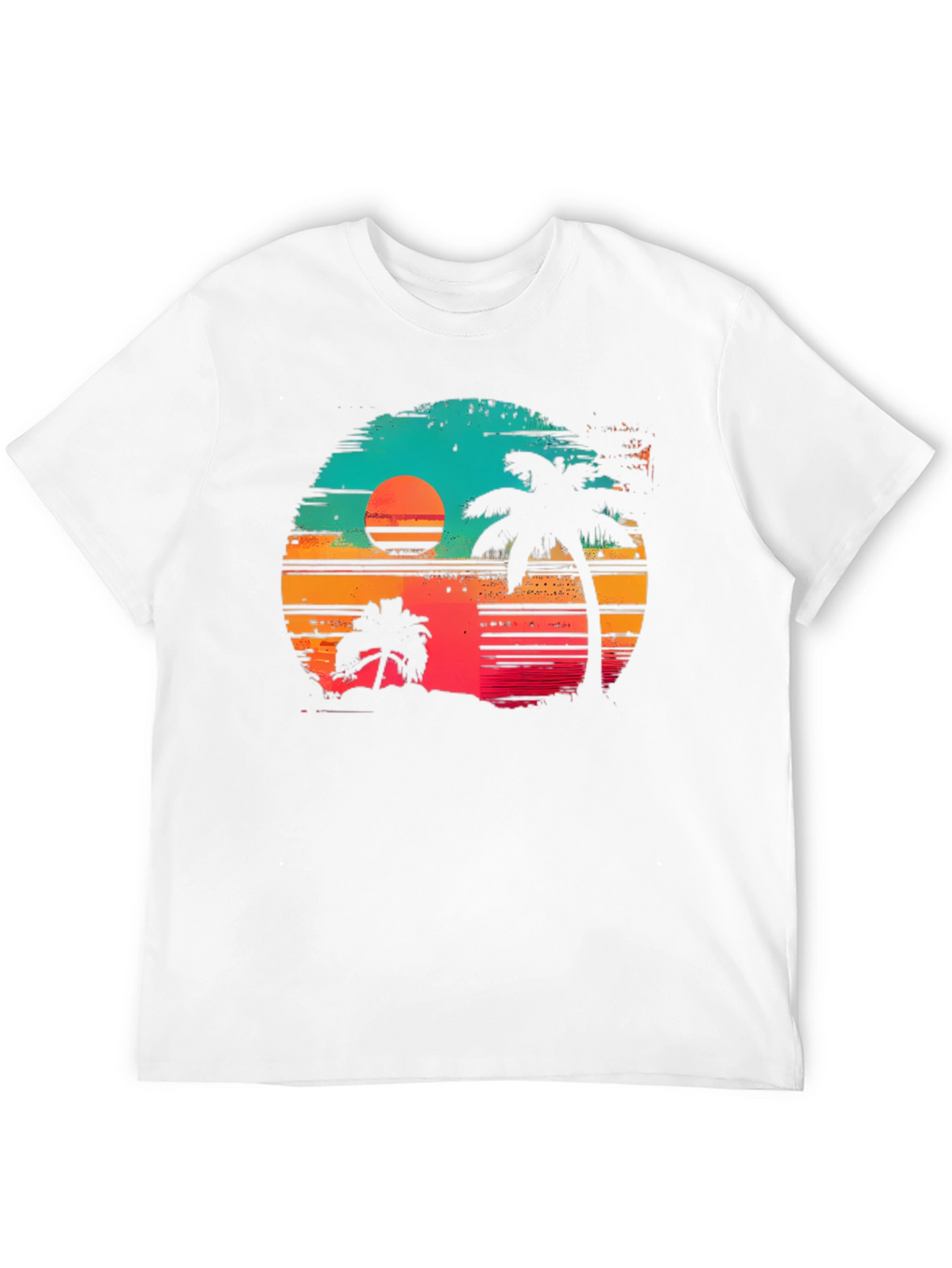 Retro Sunset Palm Tree Graphic T-Shirt
