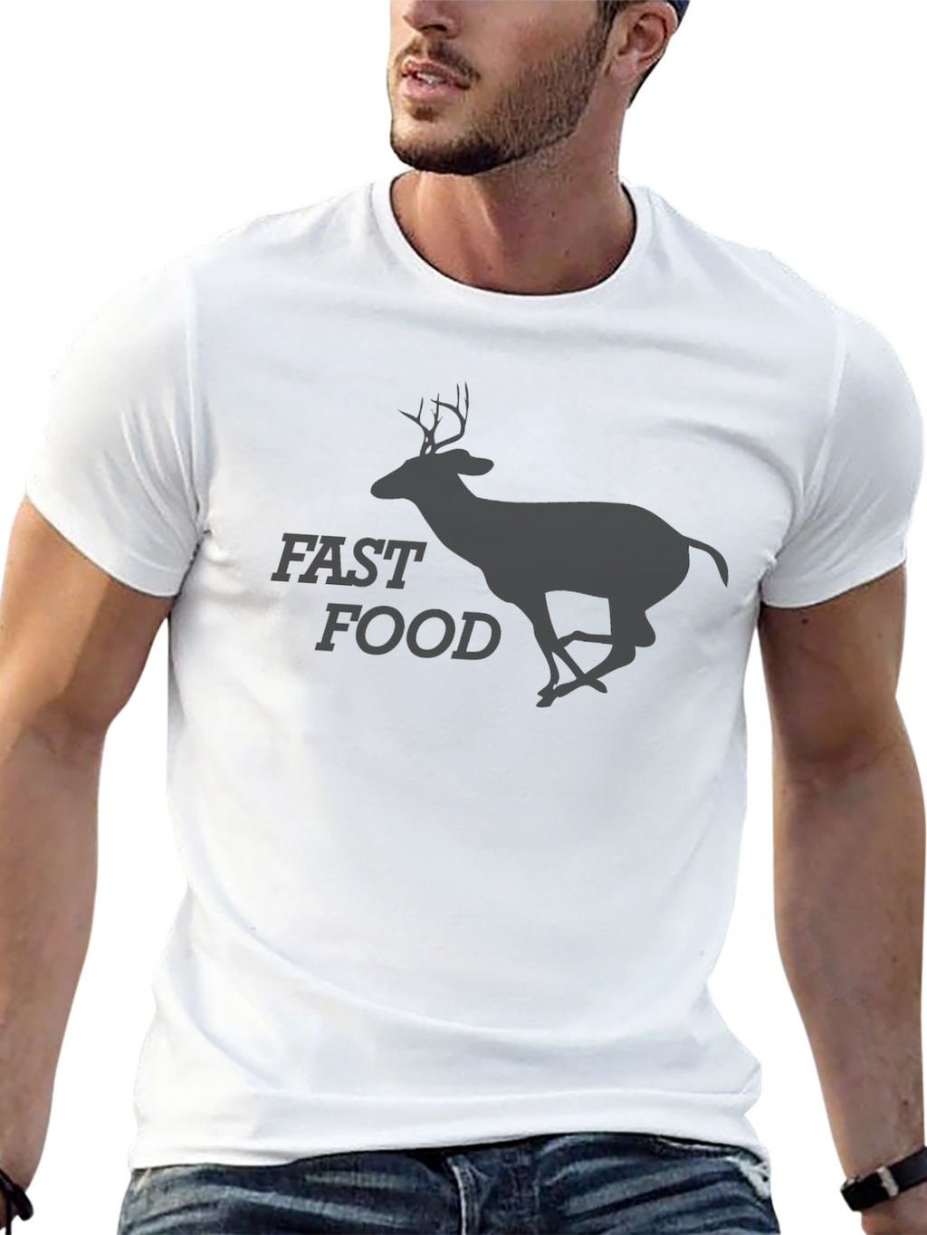 Fast Food Deer Graphic T-Shirt