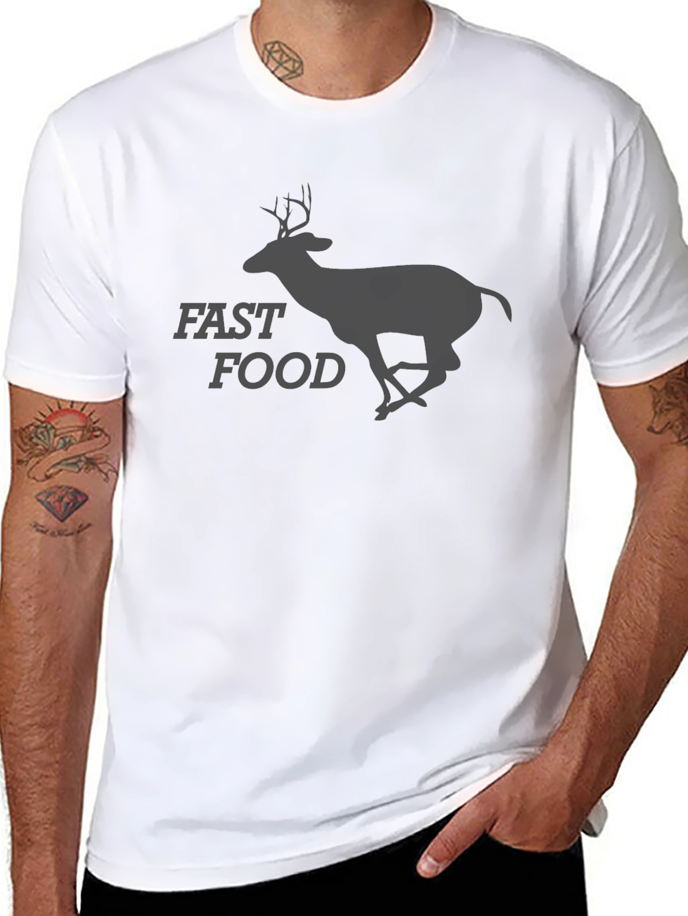 Fast Food Deer Graphic T-Shirt