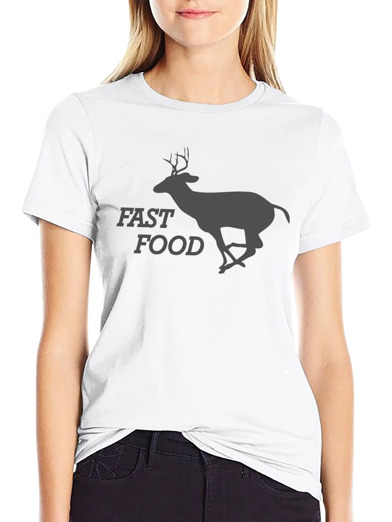 Fast Food Deer Graphic T-Shirt