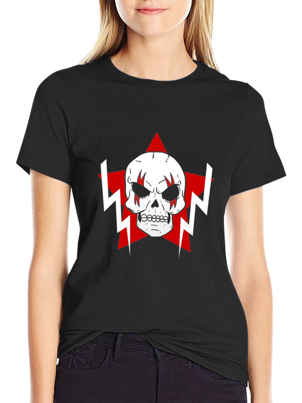 Skull Star Graphic T-Shirt - Black