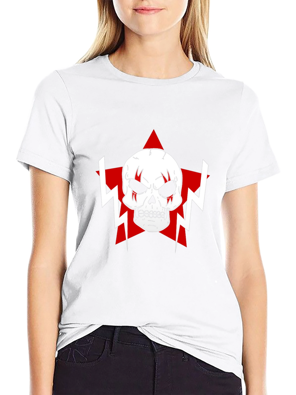 Skull Star Graphic T-Shirt - Black