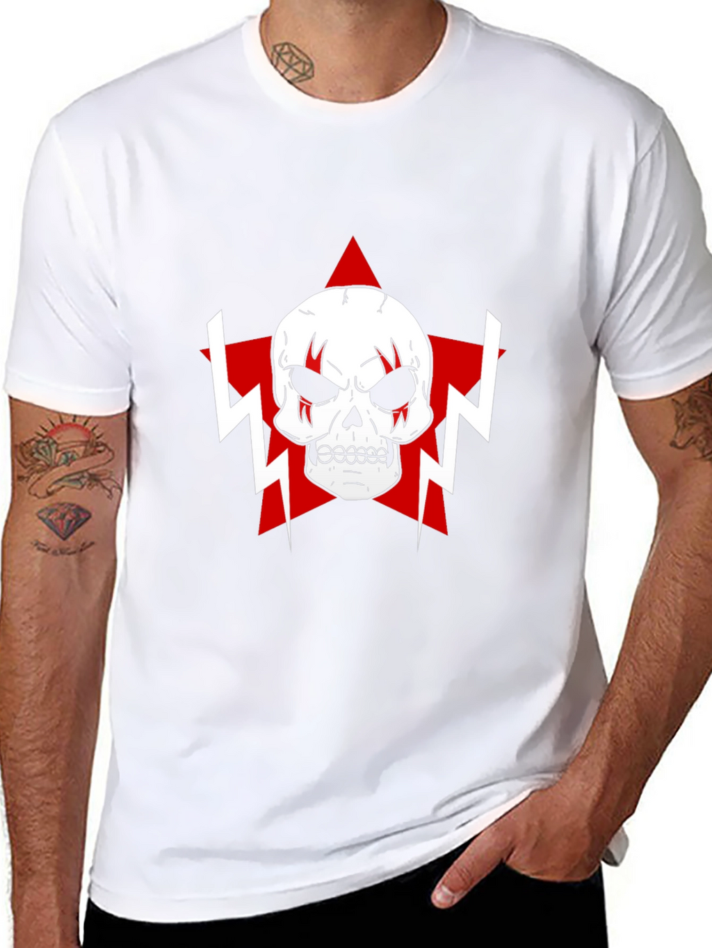 Skull Star Graphic T-Shirt - Black