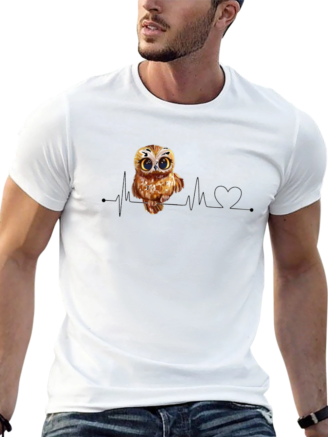 Owl Heartbeat Black T-Shirt
