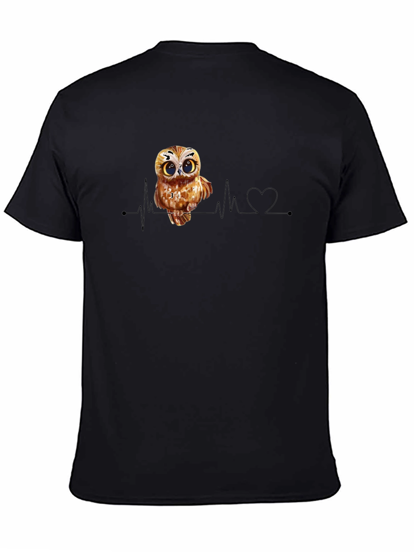 Owl Heartbeat Black T-Shirt
