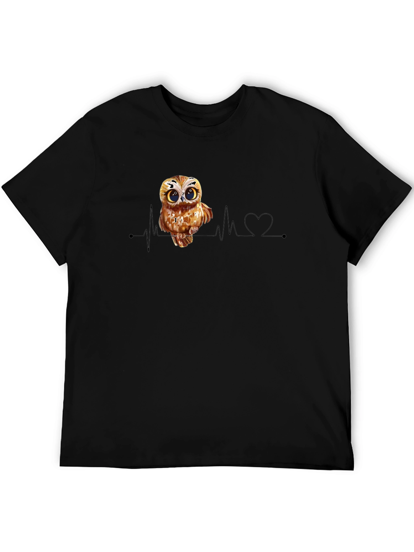 Owl Heartbeat Black T-Shirt