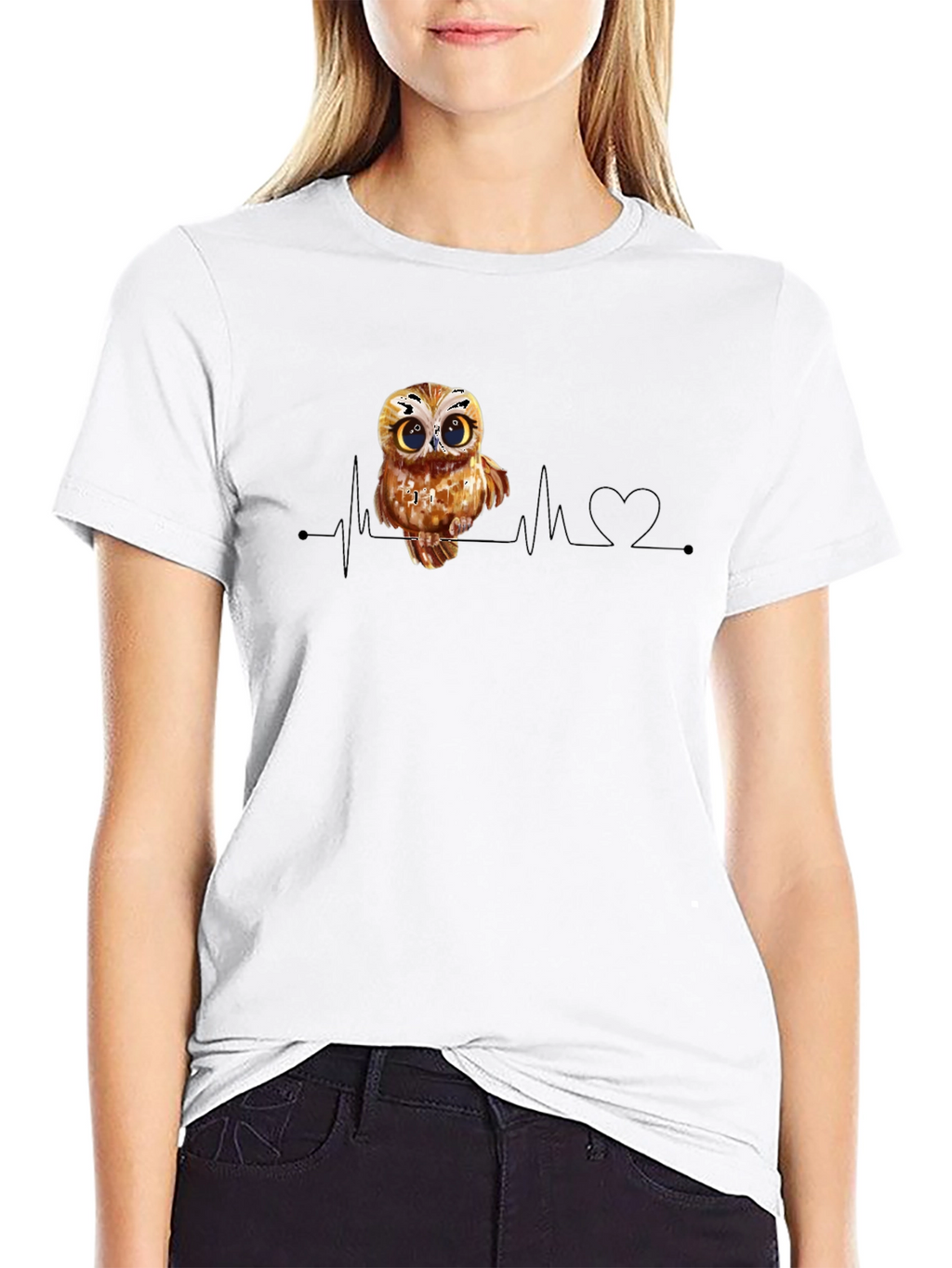 Owl Heartbeat Black T-Shirt