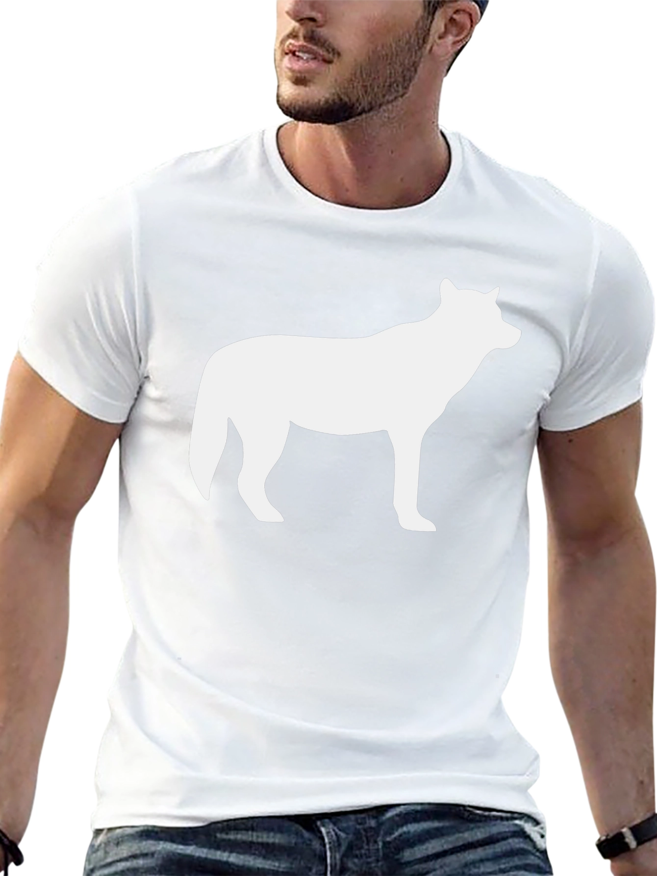 Wolf Silhouette T-Shirt - Black Crew Neck Tee