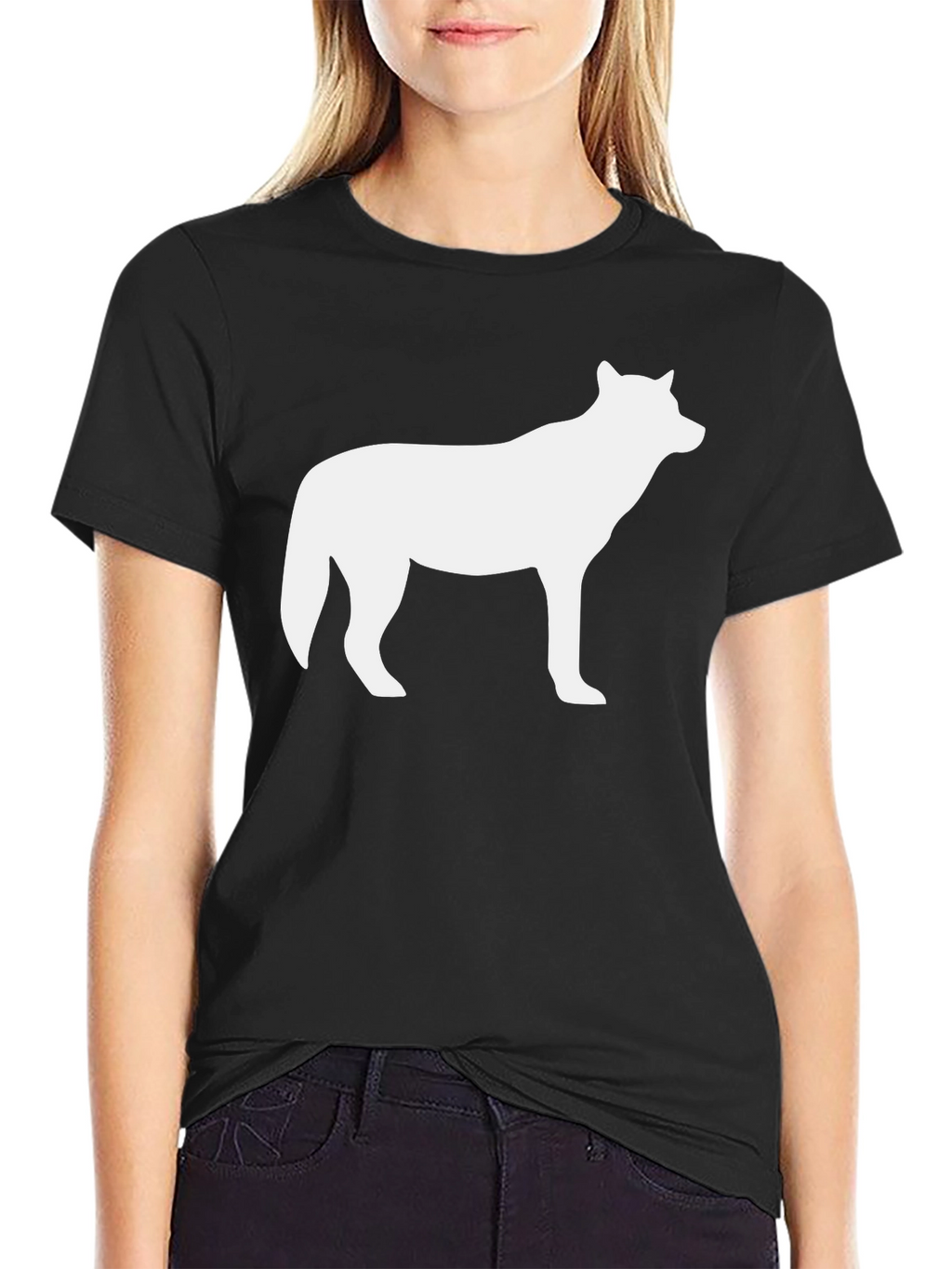 Wolf Silhouette T-Shirt - Black Crew Neck Tee
