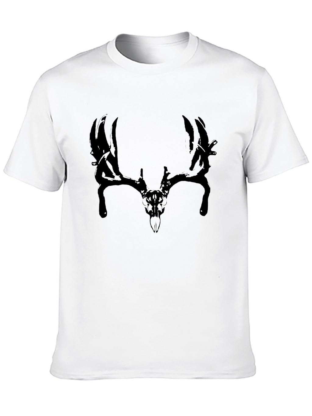 Mens Black T-Shirt with Deer Skull Graphic