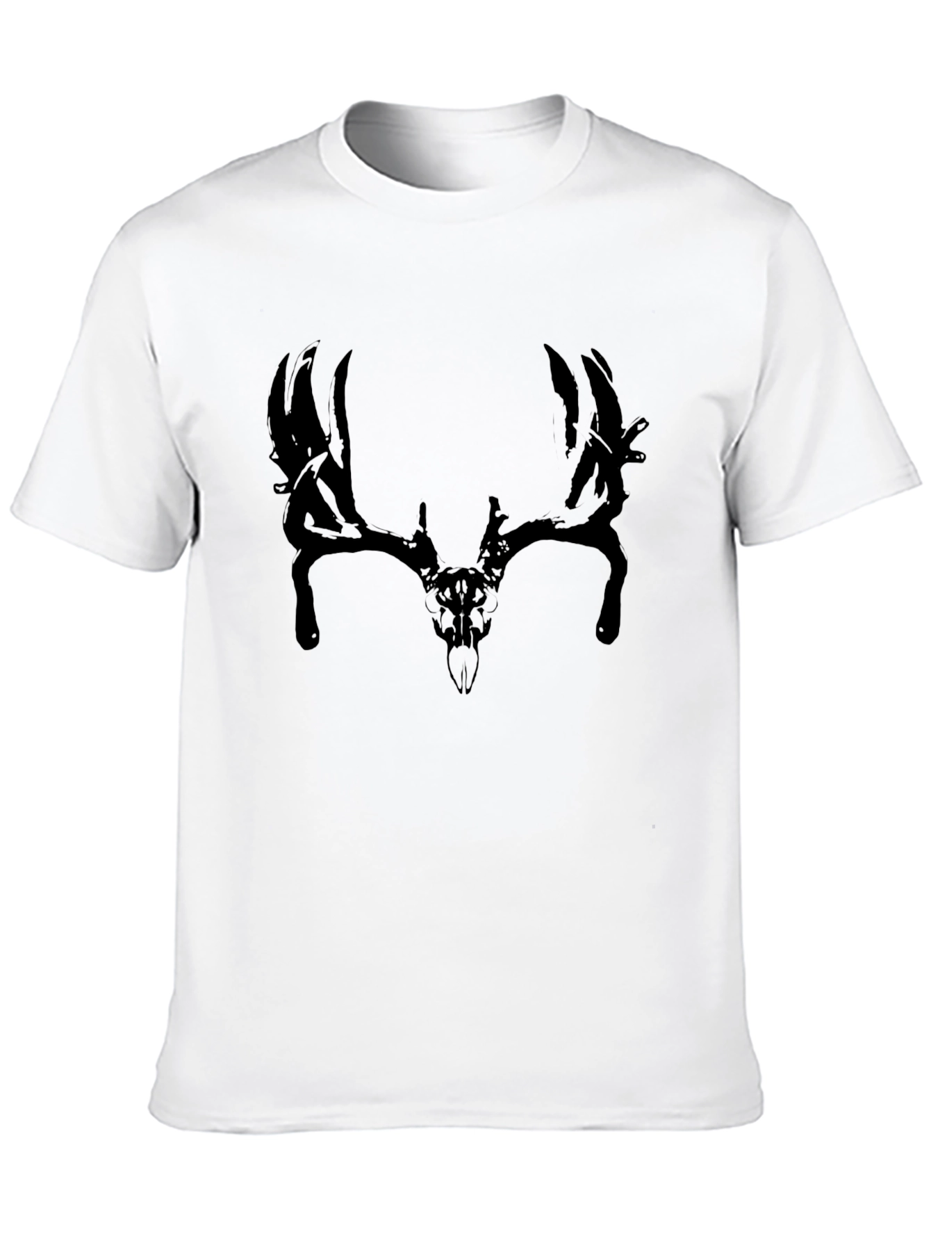 Mens Black T-Shirt with Deer Skull Graphic