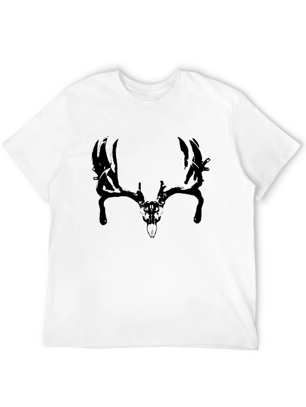 Mens Black T-Shirt with Deer Skull Graphic