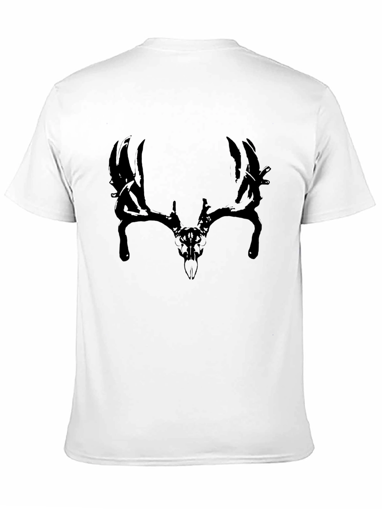 Mens Black T-Shirt with Deer Skull Graphic