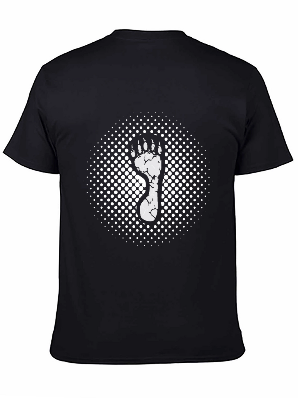 Mens Black T-Shirt with Footprint Graphic