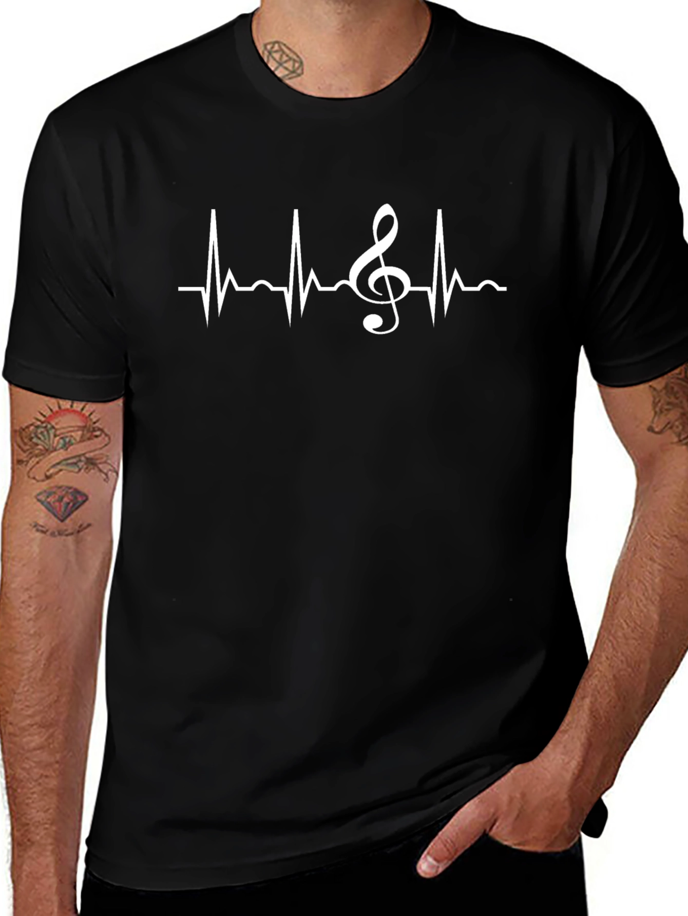 Music Heartbeat T-Shirt - Stylish Black Tee