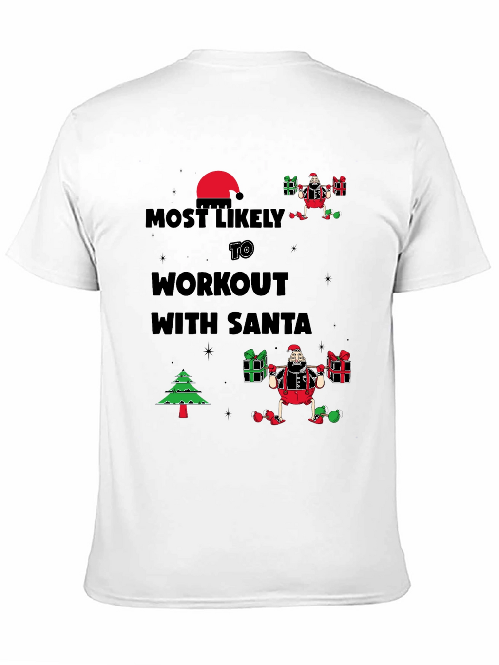 Most Likely to Workout With Santa Black T-Shirt