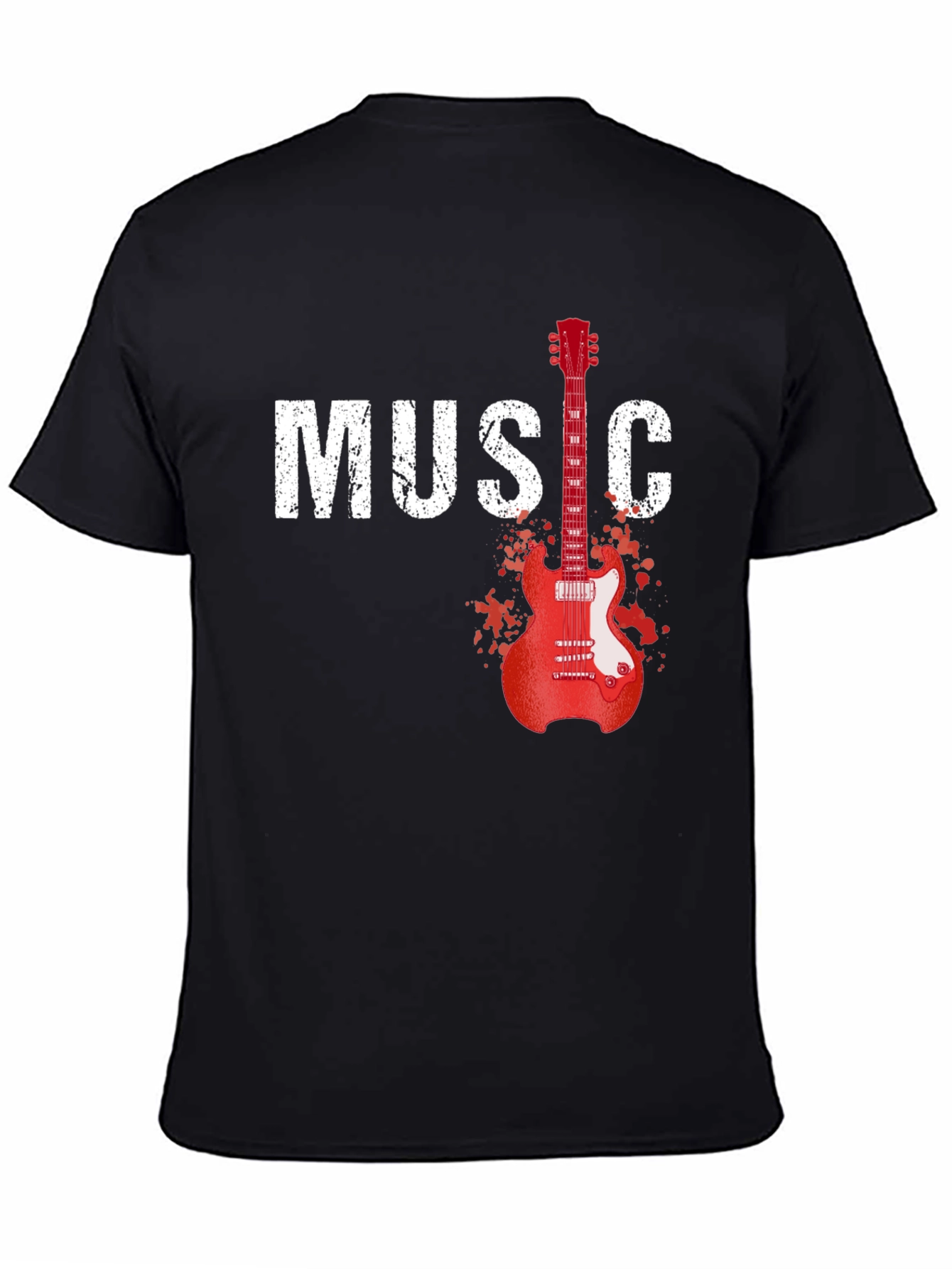 Music Guitar Graphic T-Shirt - Black