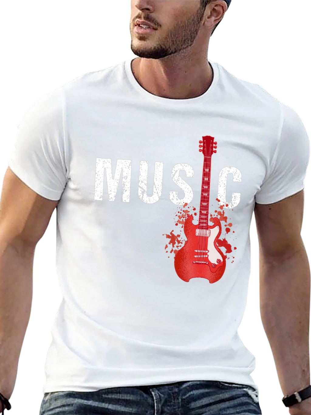 Music Guitar Graphic T-Shirt - Black