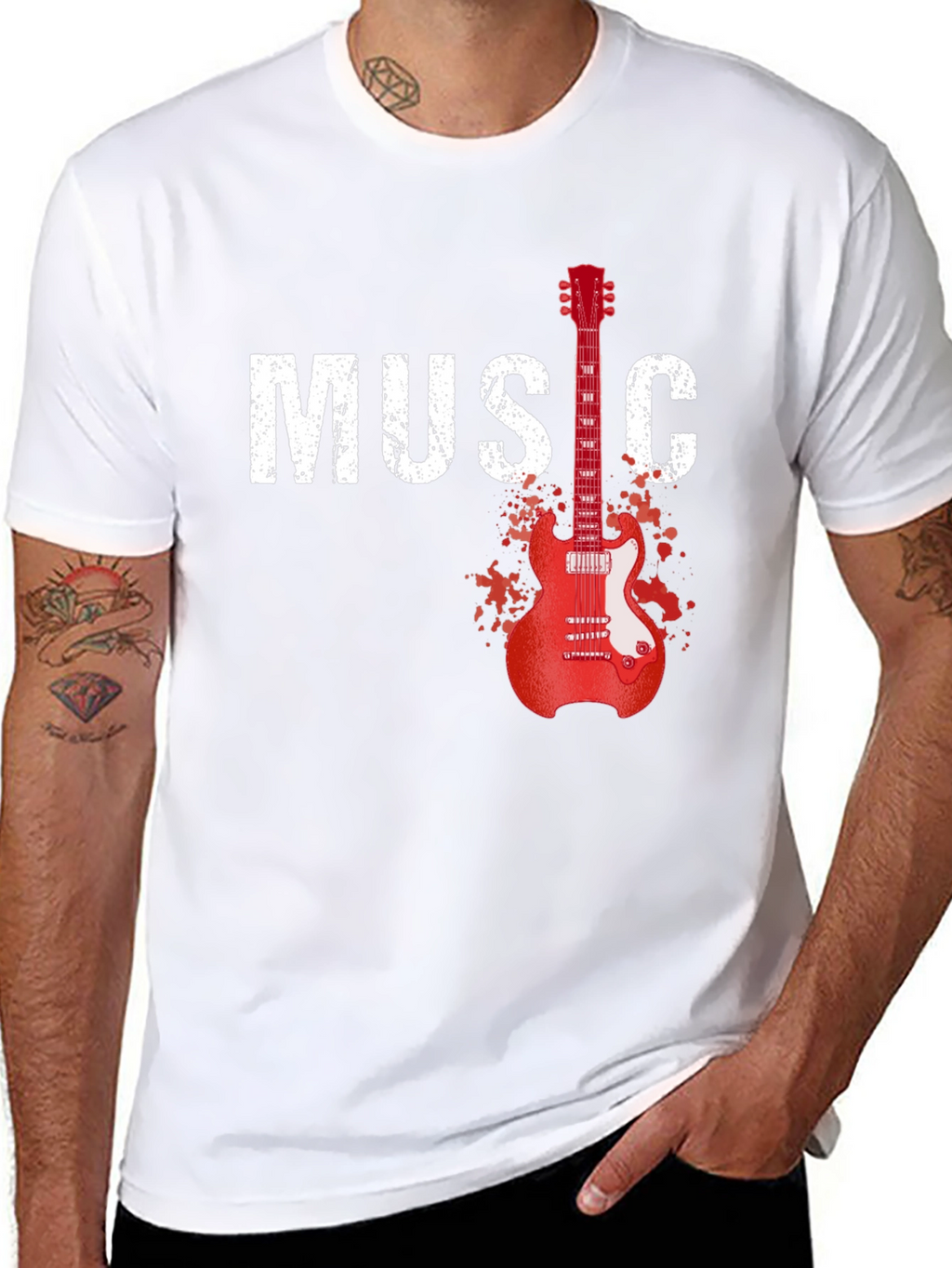 Music Guitar Graphic T-Shirt - Black