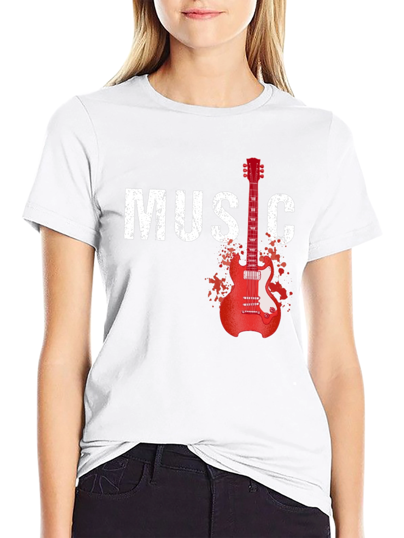Music Guitar Graphic T-Shirt - Black