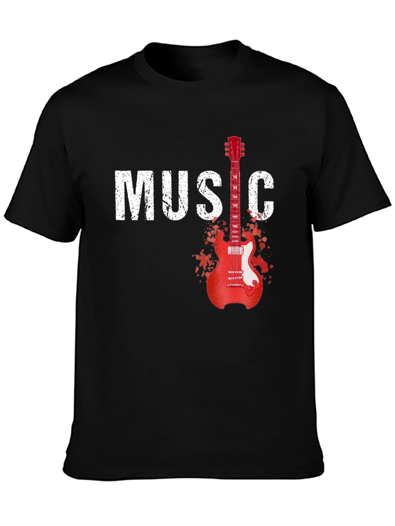 Music Guitar Graphic T-Shirt - Black