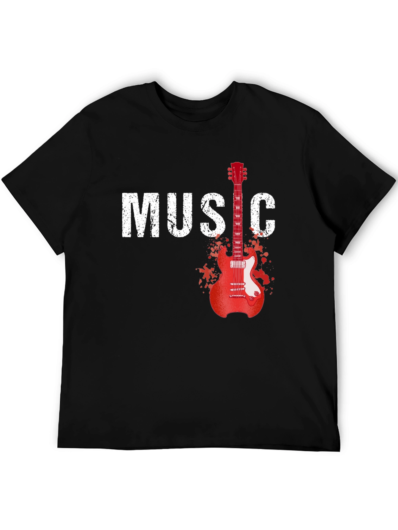 Music Guitar Graphic T-Shirt - Black