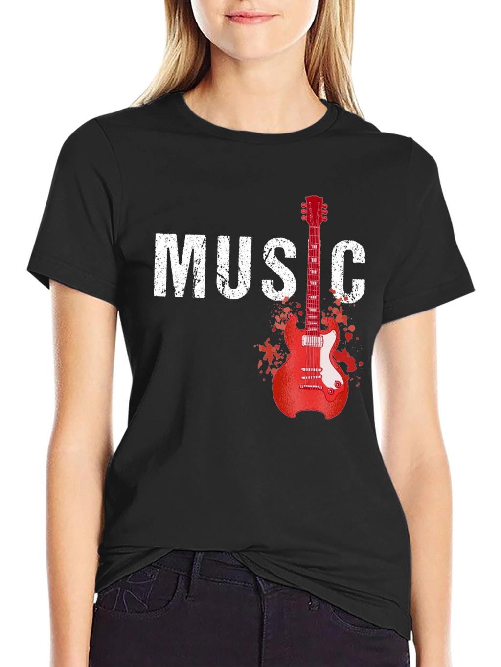 Music Guitar Graphic T-Shirt - Black