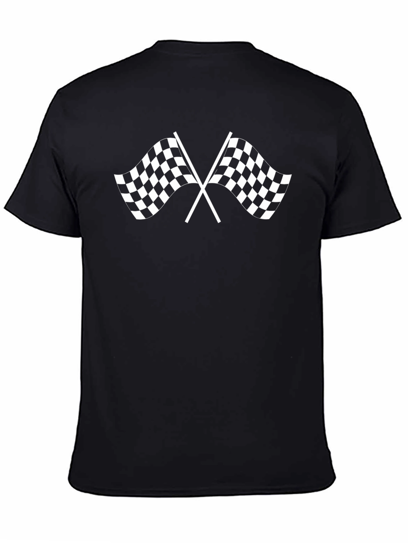 Racing Flag Graphic Tee - Black Cotton T-Shirt