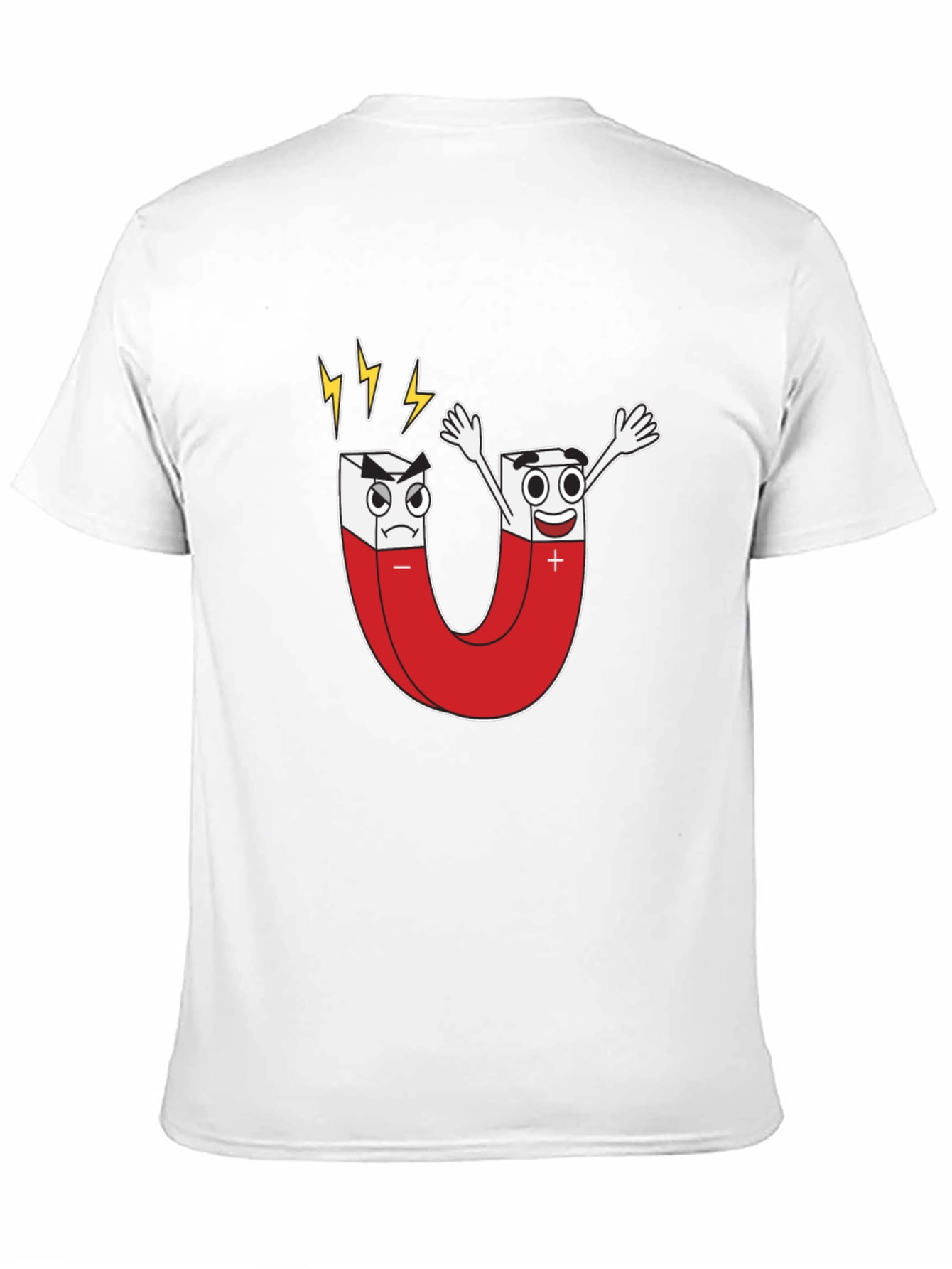 Cartoon Magnet Graphic T-Shirt - Black Cotton Tee