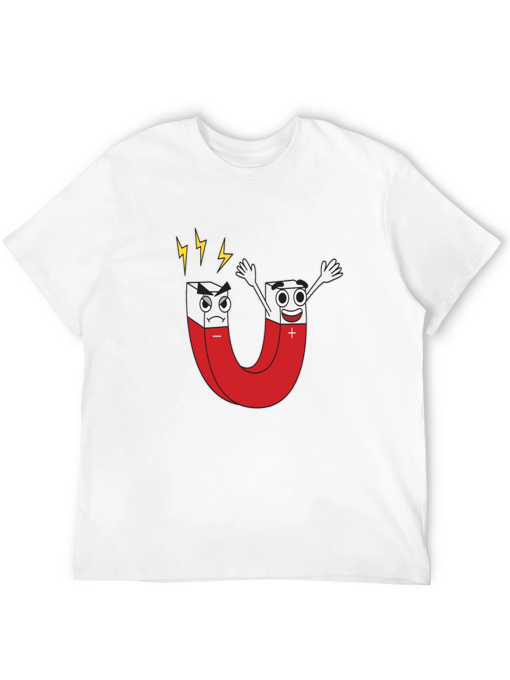 Cartoon Magnet Graphic T-Shirt - Black Cotton Tee