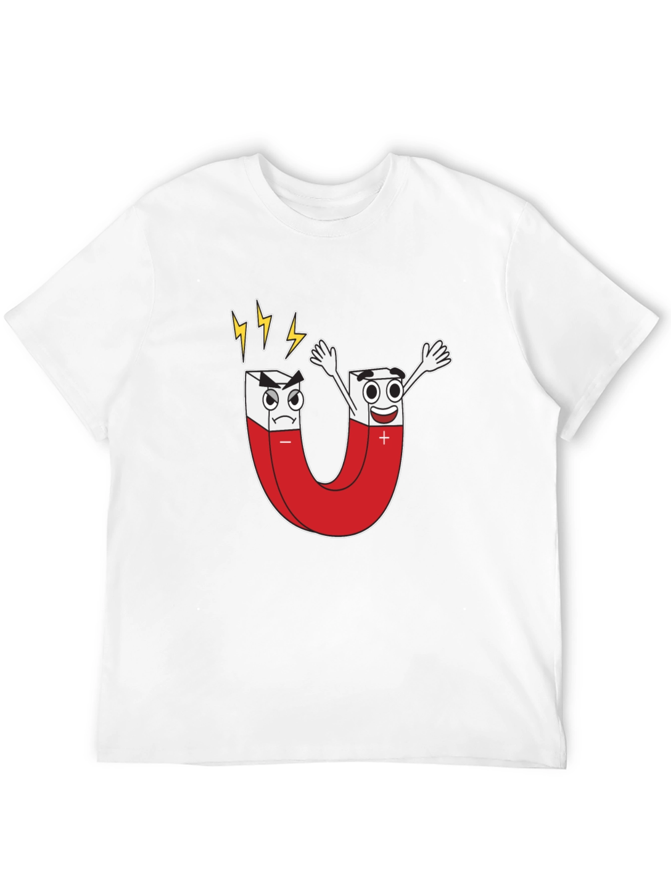 Cartoon Magnet Graphic T-Shirt - Black Cotton Tee