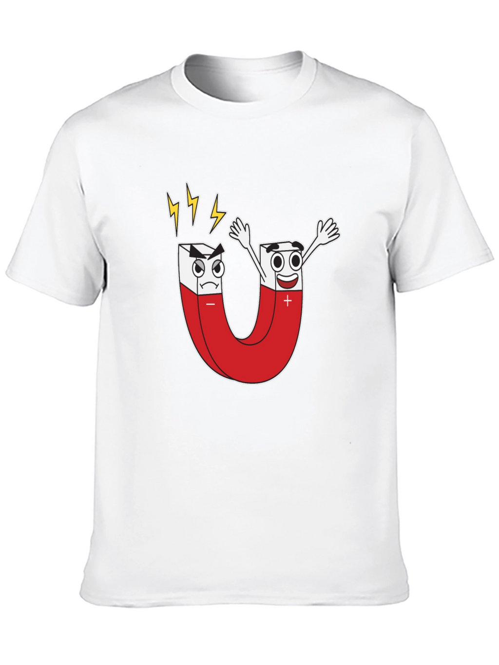 Cartoon Magnet Graphic T-Shirt - Black Cotton Tee