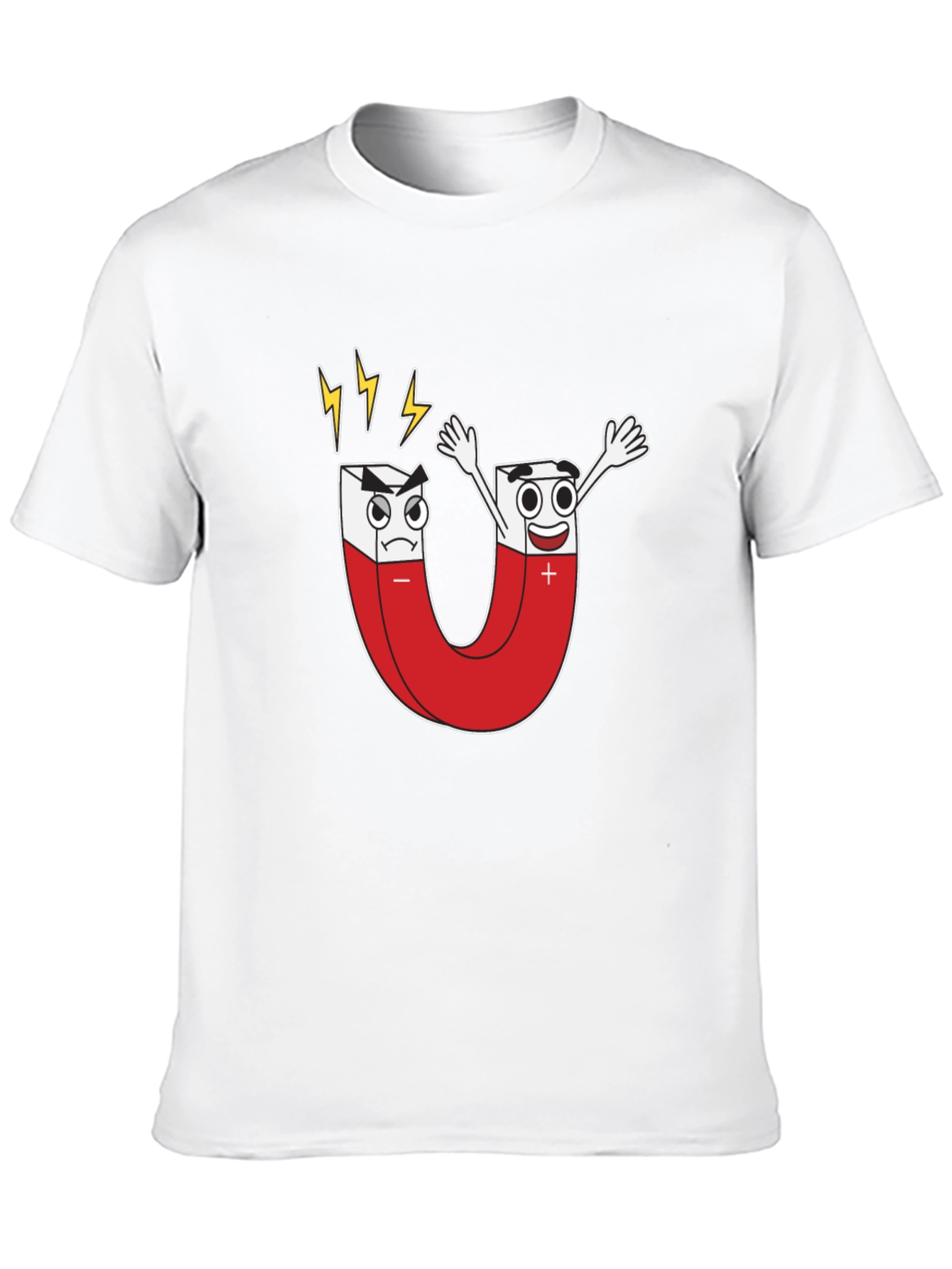Cartoon Magnet Graphic T-Shirt - Black Cotton Tee