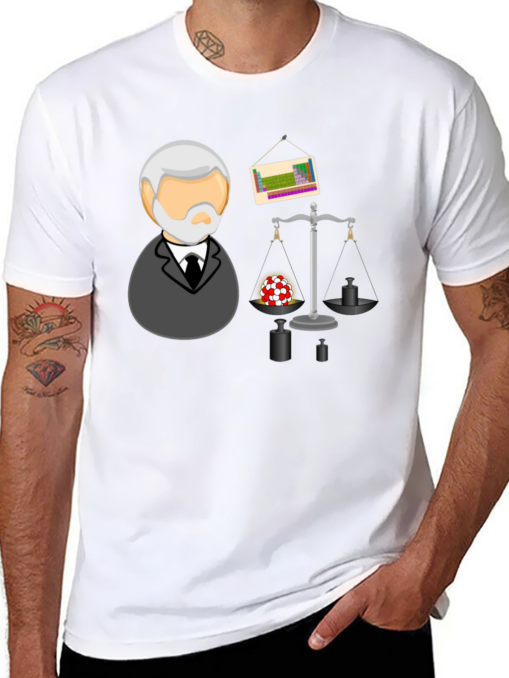 Science T-Shirt with Professor and Chemistry Elements