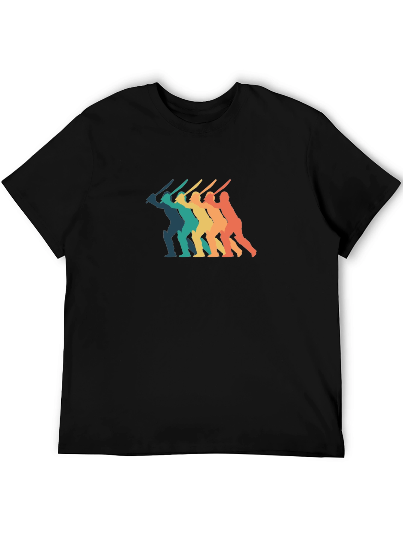 Retro Cricket Player T-Shirt - Black
