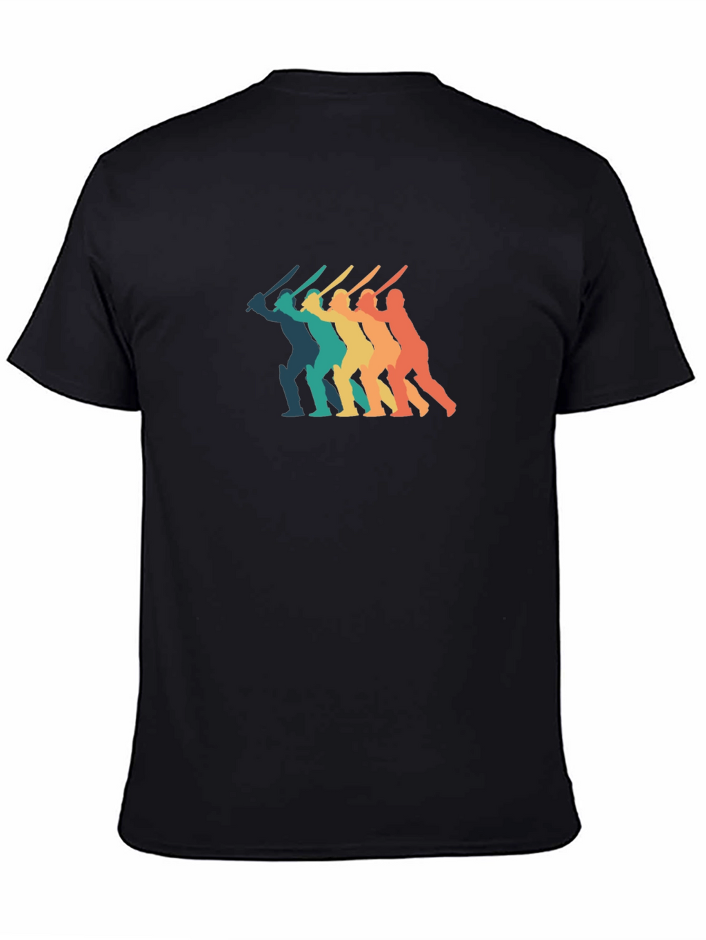 Retro Cricket Player T-Shirt - Black
