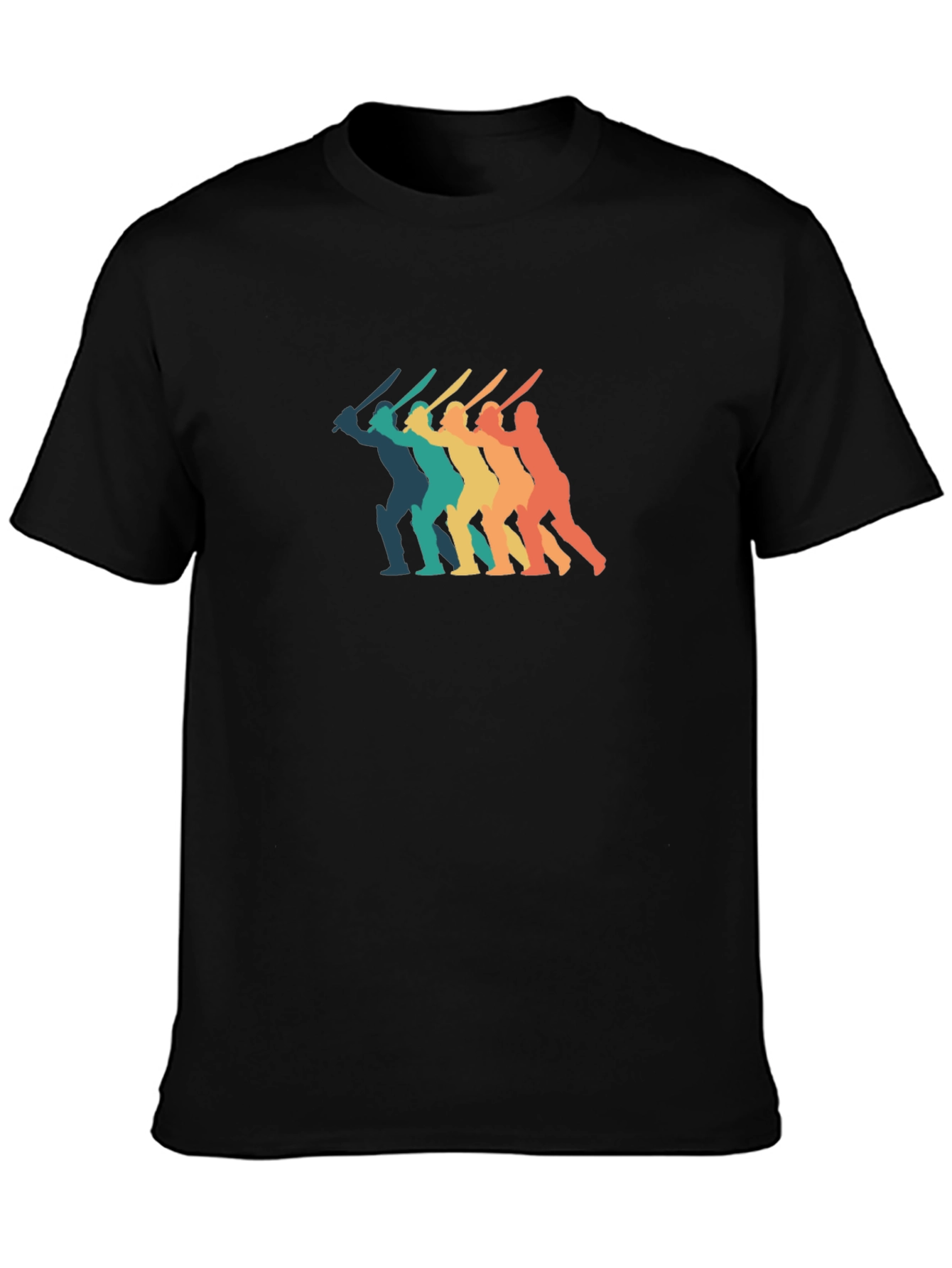 Retro Cricket Player T-Shirt - Black