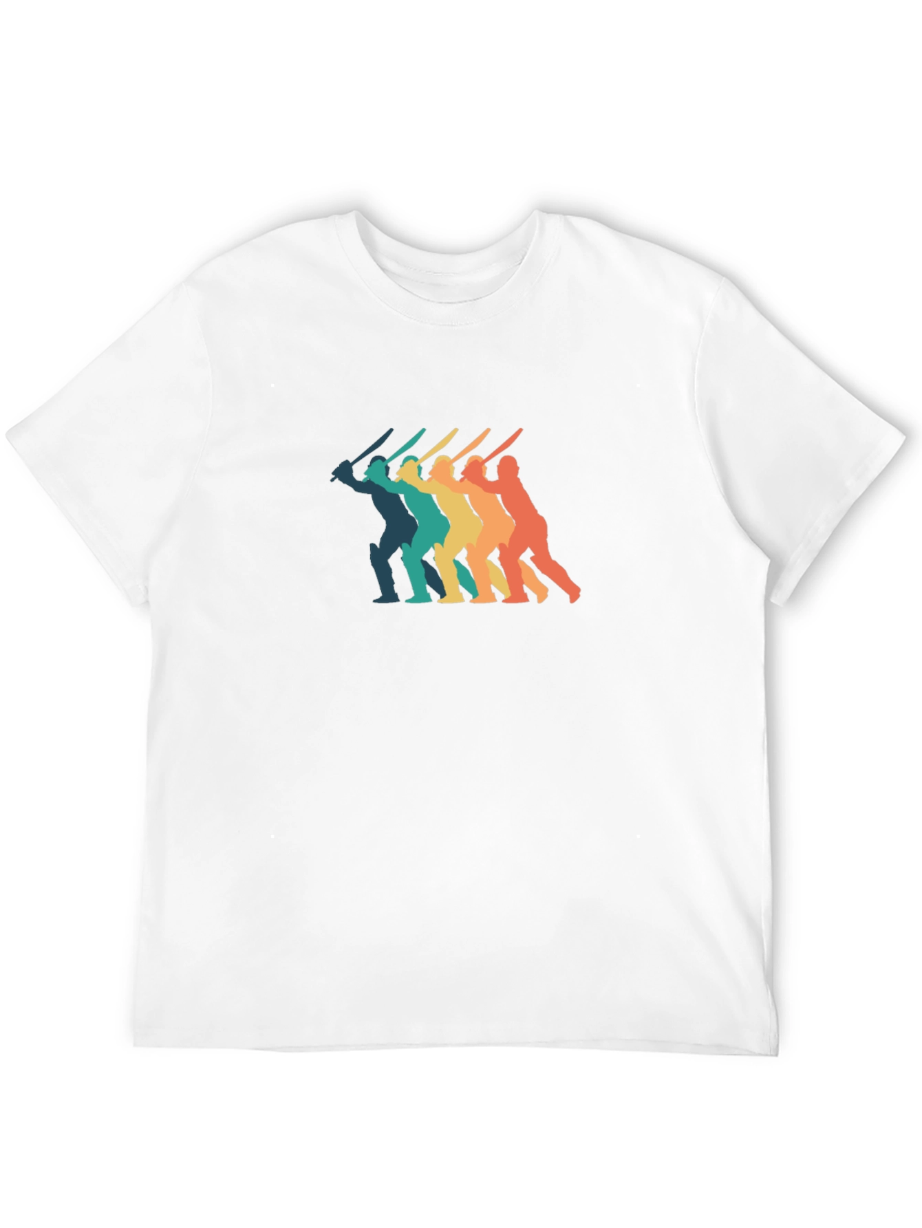 Retro Cricket Player T-Shirt - Black