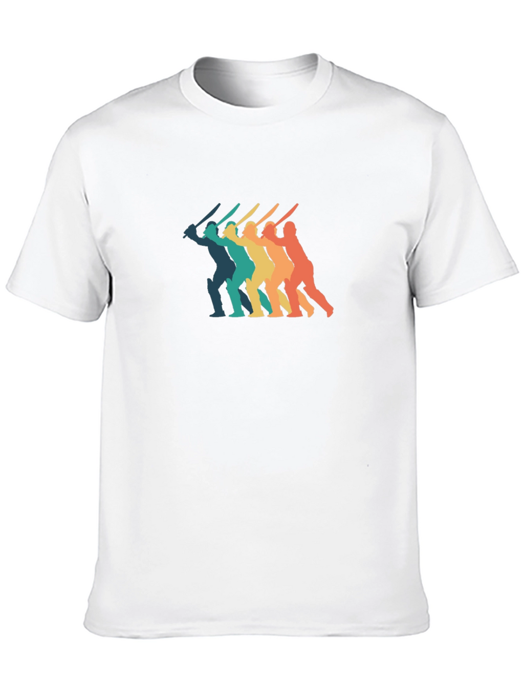 Retro Cricket Player T-Shirt - Black