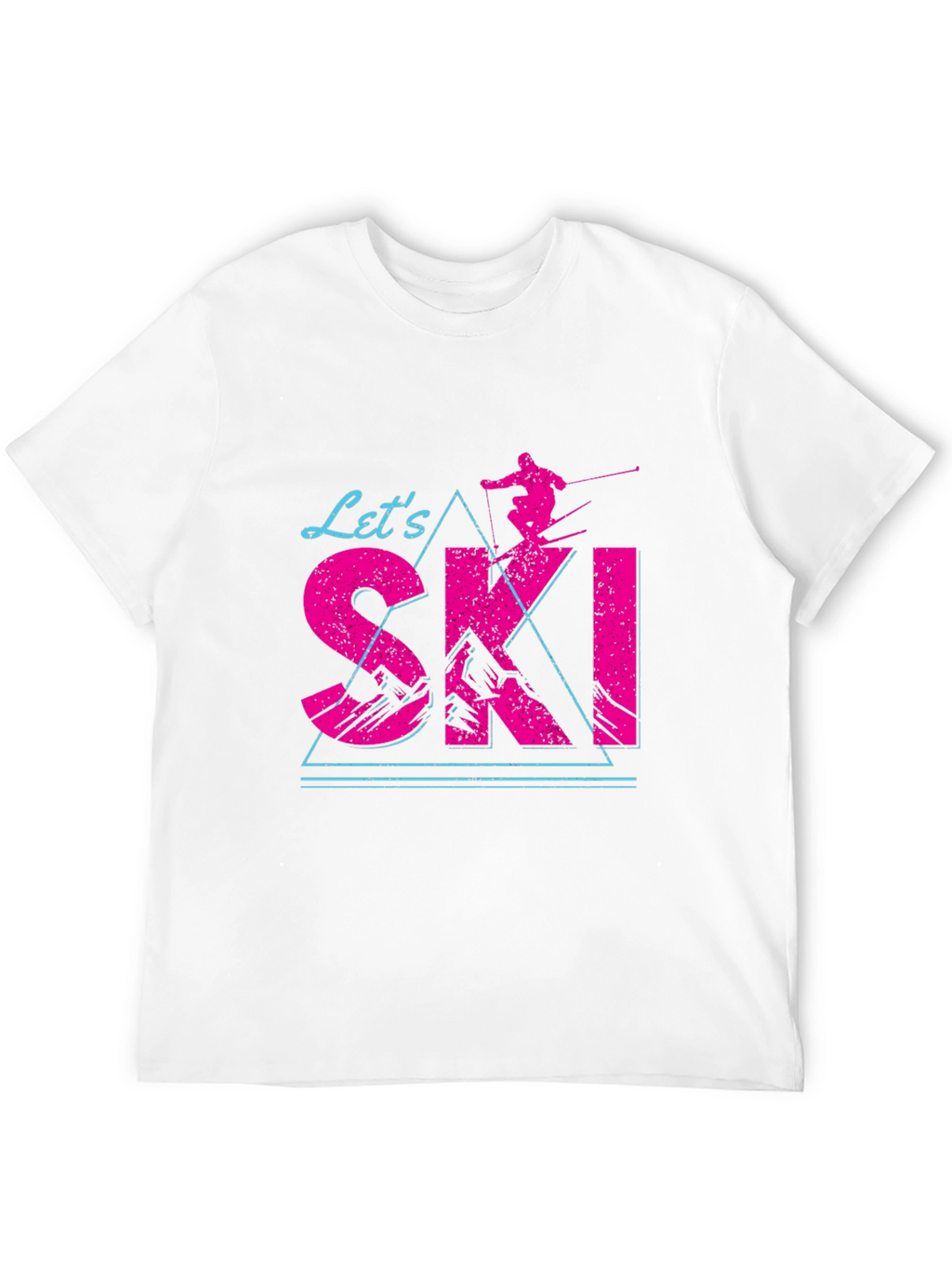 Lets Ski T-Shirt Black Cotton Blend Retro Design