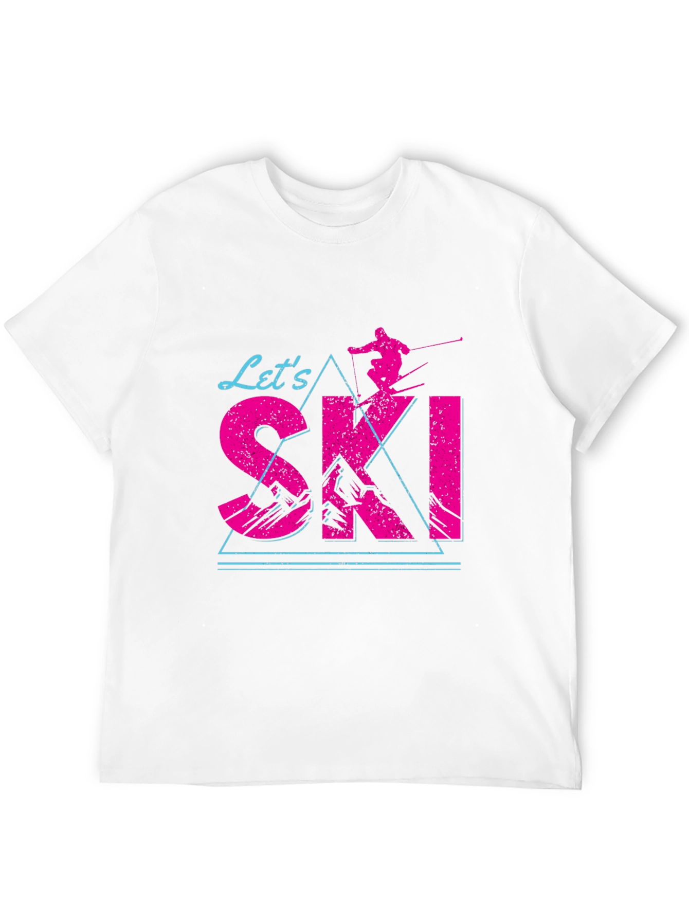 Lets Ski T-Shirt Black Cotton Blend Retro Design