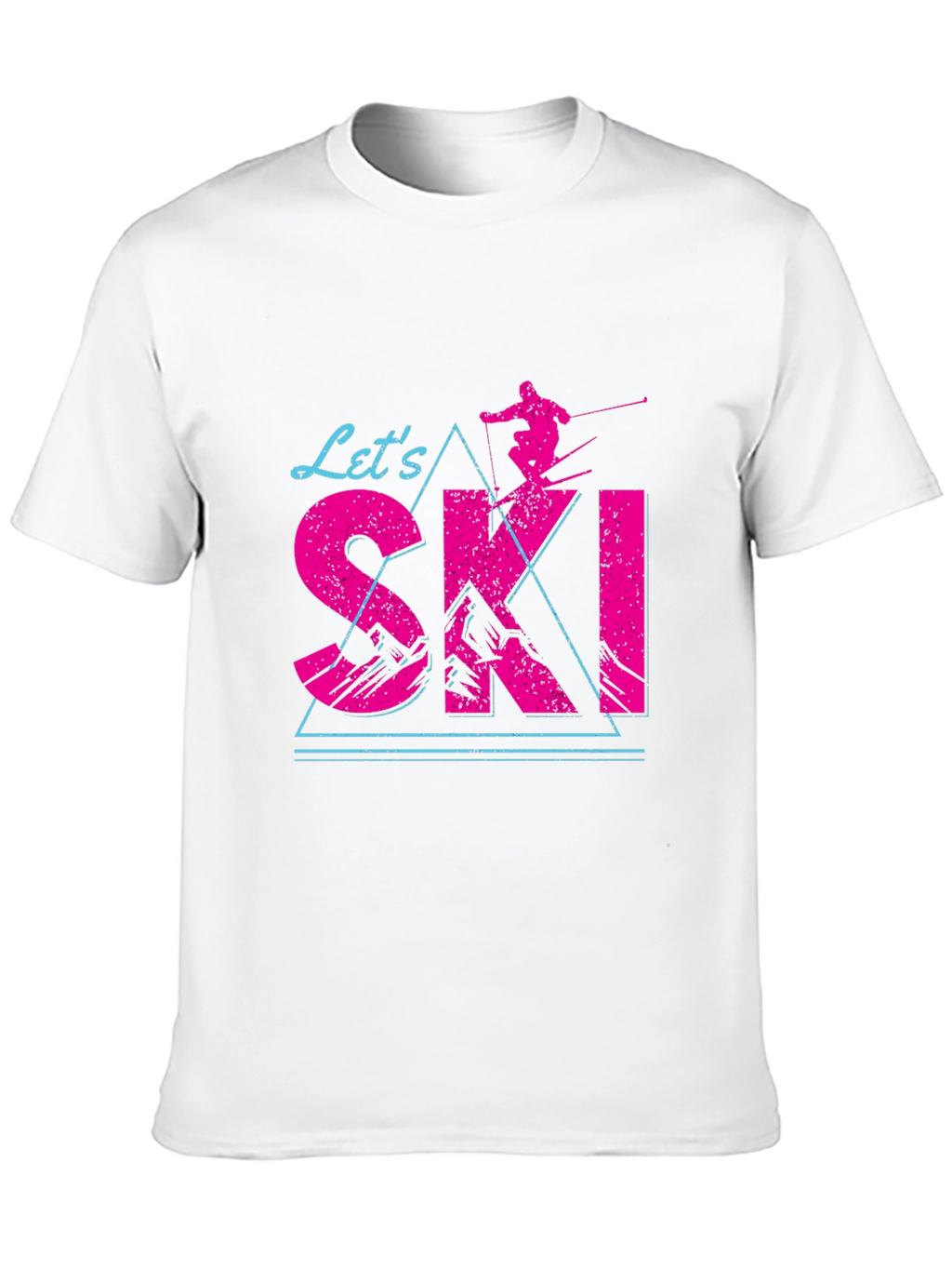 Lets Ski T-Shirt Black Cotton Blend Retro Design