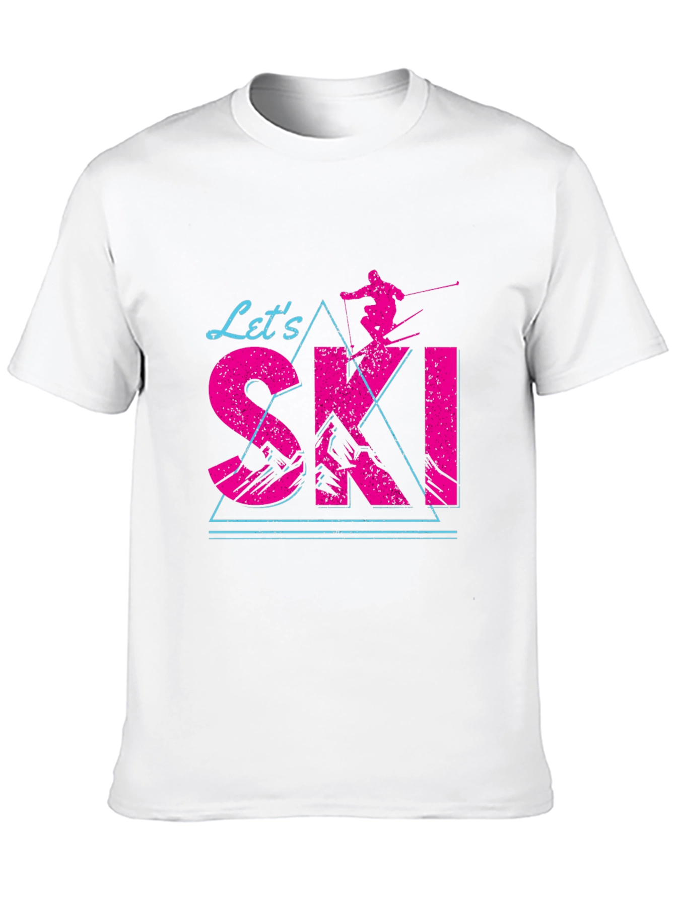 Lets Ski T-Shirt Black Cotton Blend Retro Design