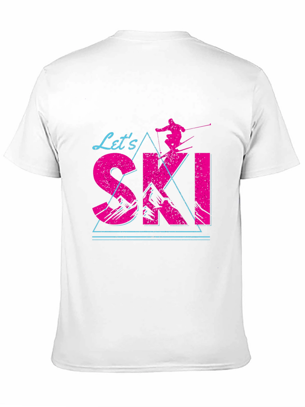 Lets Ski T-Shirt Black Cotton Blend Retro Design