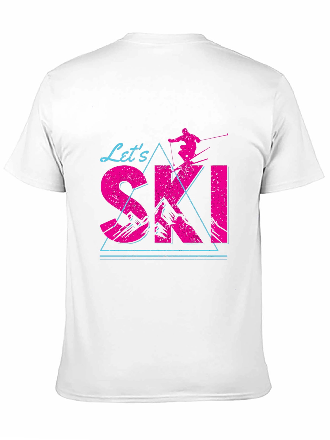 Lets Ski T-Shirt Black Cotton Blend Retro Design