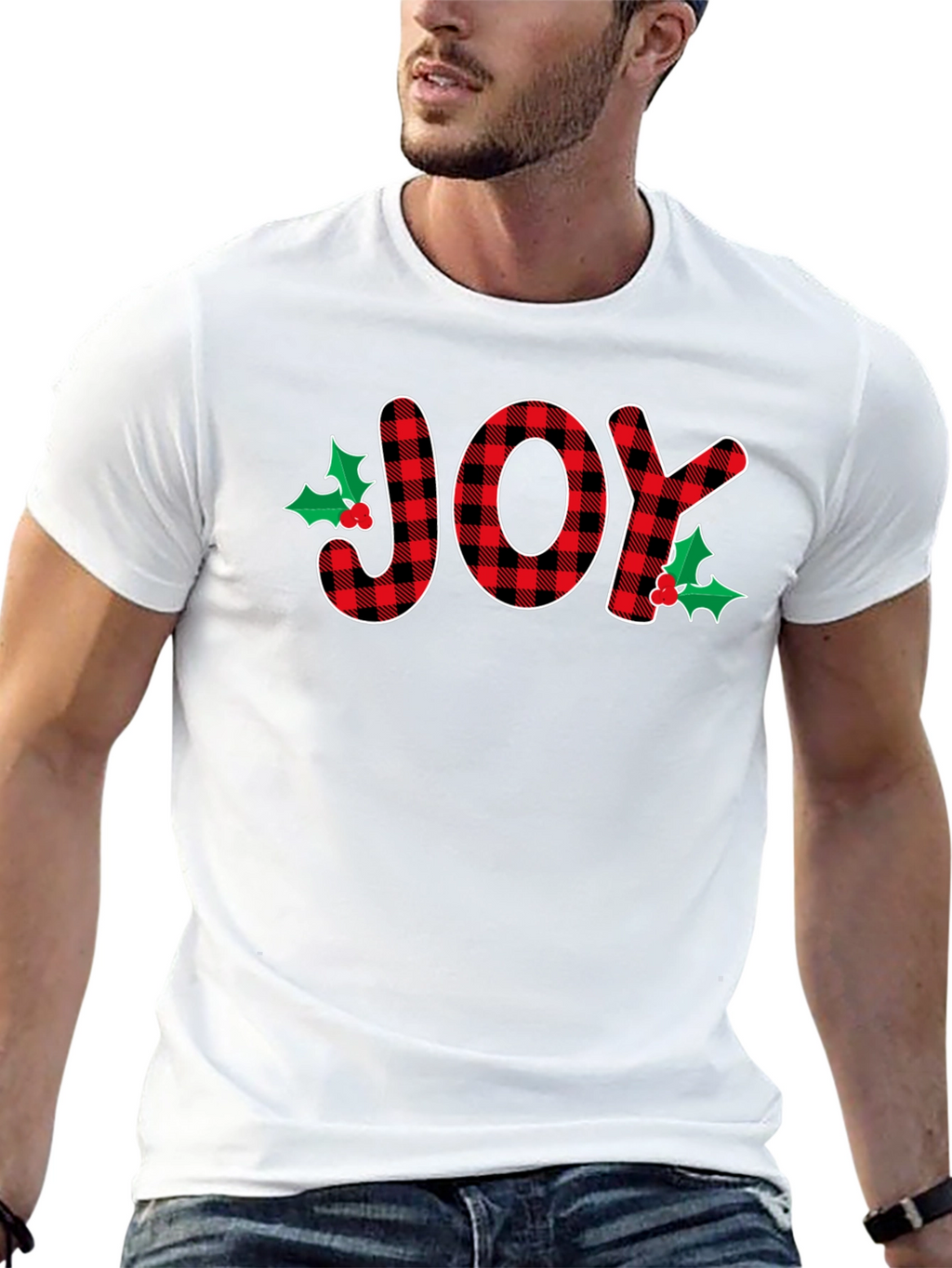 Joy Plaid Graphic T-Shirt