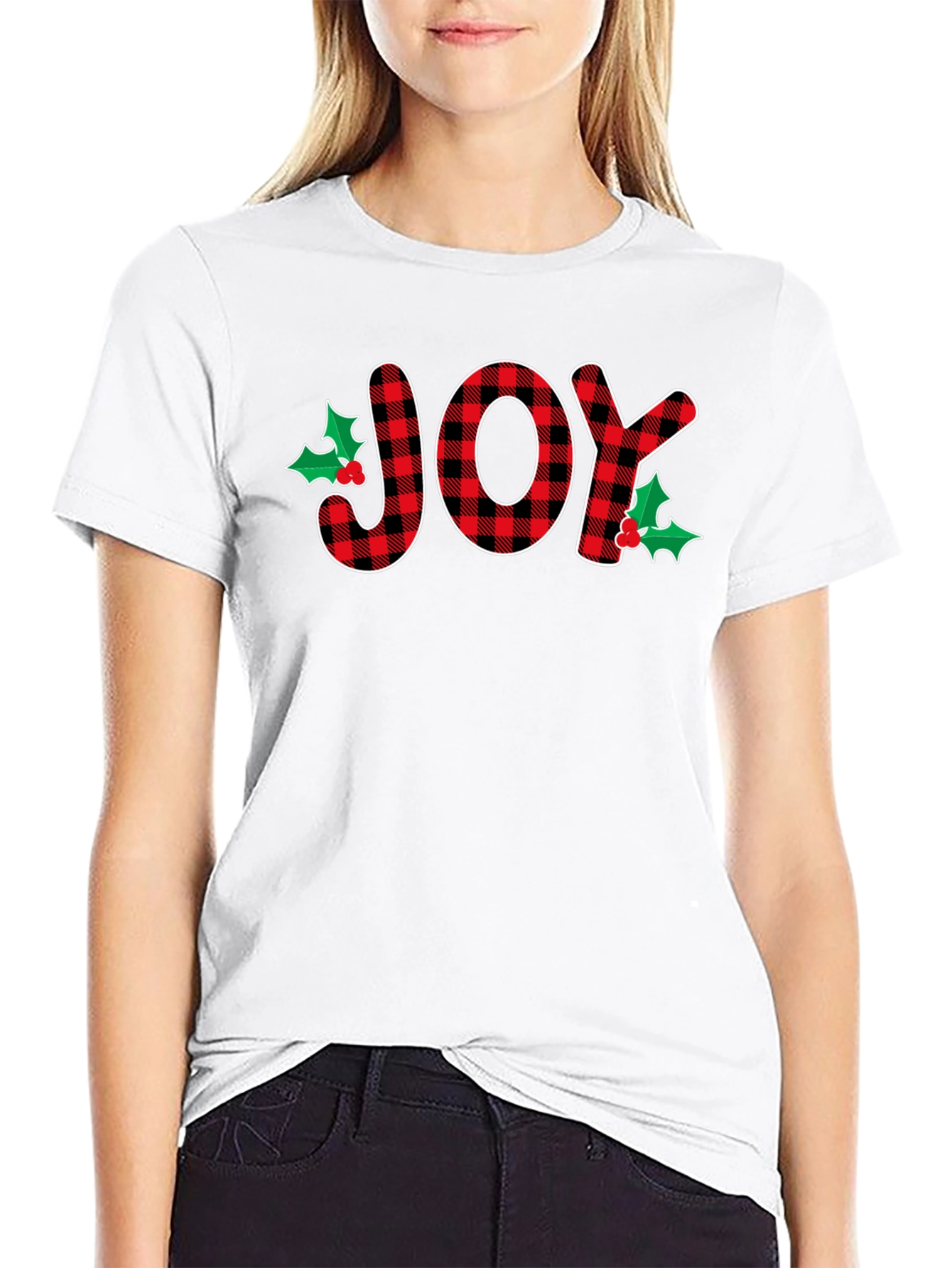 Joy Plaid Graphic T-Shirt