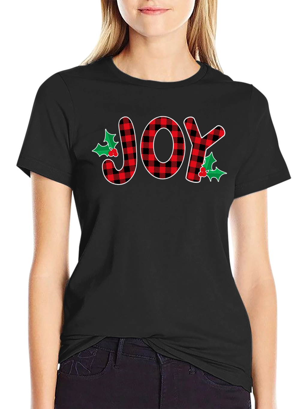 Joy Plaid Graphic T-Shirt